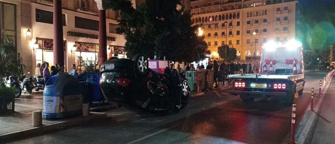 Θεσσαλονίκη - τροχαίο: αυτοκίνητο αναποδογύρισε στο κέντρο της πόλης (εικόνες)