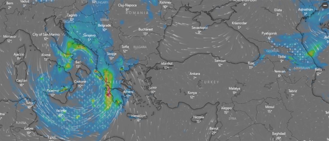 Κακοκαιρία “EVA”: μέτωπο καταιγίδων 900 χλμ. έρχεται στην Ελλάδα (χάρτης)